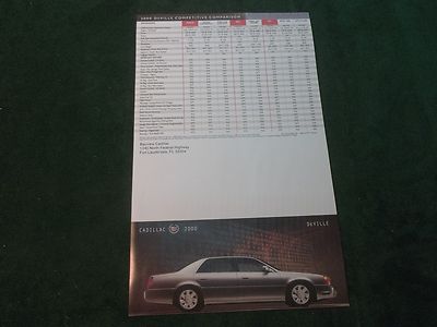 MINT 2000 CADILLAC DEVILLE COMPETITIVE COMPARISON BROCHURE - CHART (805)