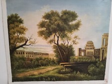 Quadro paesaggio Dipinto a mano stile classico barocco Olio su Tela 50x60cm ..