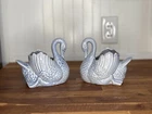 Set of 2 Vintage Redwing USA Swan Planter Blue MCM Ceramic 259 Blue Vase EUC