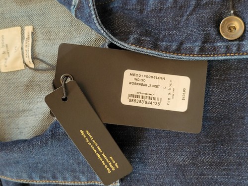 Hot Men's =rag&bone= New York Indigo Workwear Denim Jacket Size L. - Picture 4 of 12