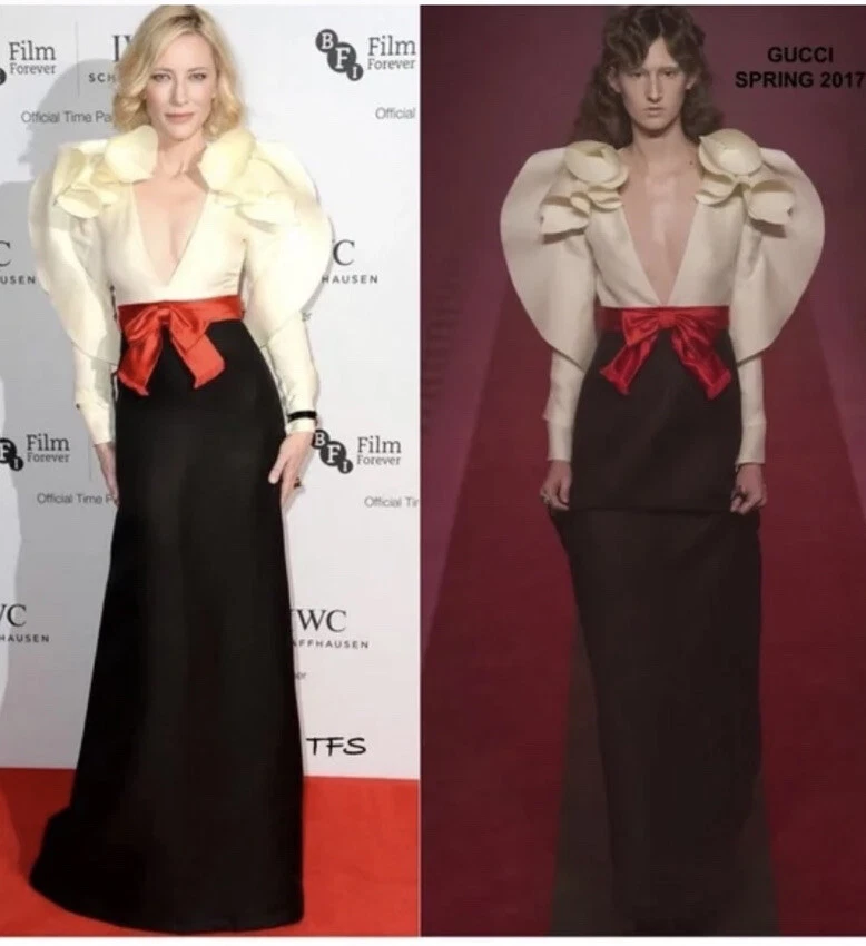 Robe ceinture ruban laine de soie Gucci neuve avec étiquettes 2017 piste Cate Blanchett taille40