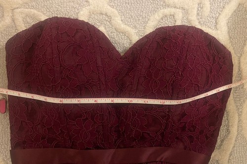 MoriLee Strapless Lace Trumpet Formal Gown Prom Dress Size 8 ~ Wine/Eggplant - Picture 17 of 19