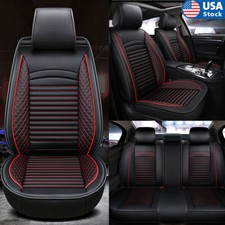 Full Set Pu Leather Seat Cover Cushion Blackred For 5-seats Car Sedan Universal Full Set Pu Leather Seat Cover Cushion Blackred For 5-seats Car Sedan Universal