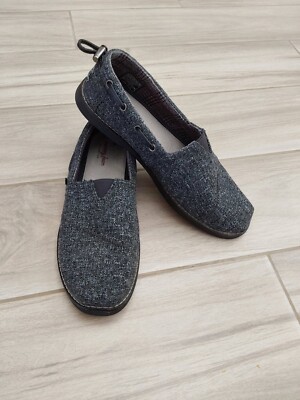 Bobs by Skechers Black Tweed Fabric Slip On Loafer Flats.     Size 8.5