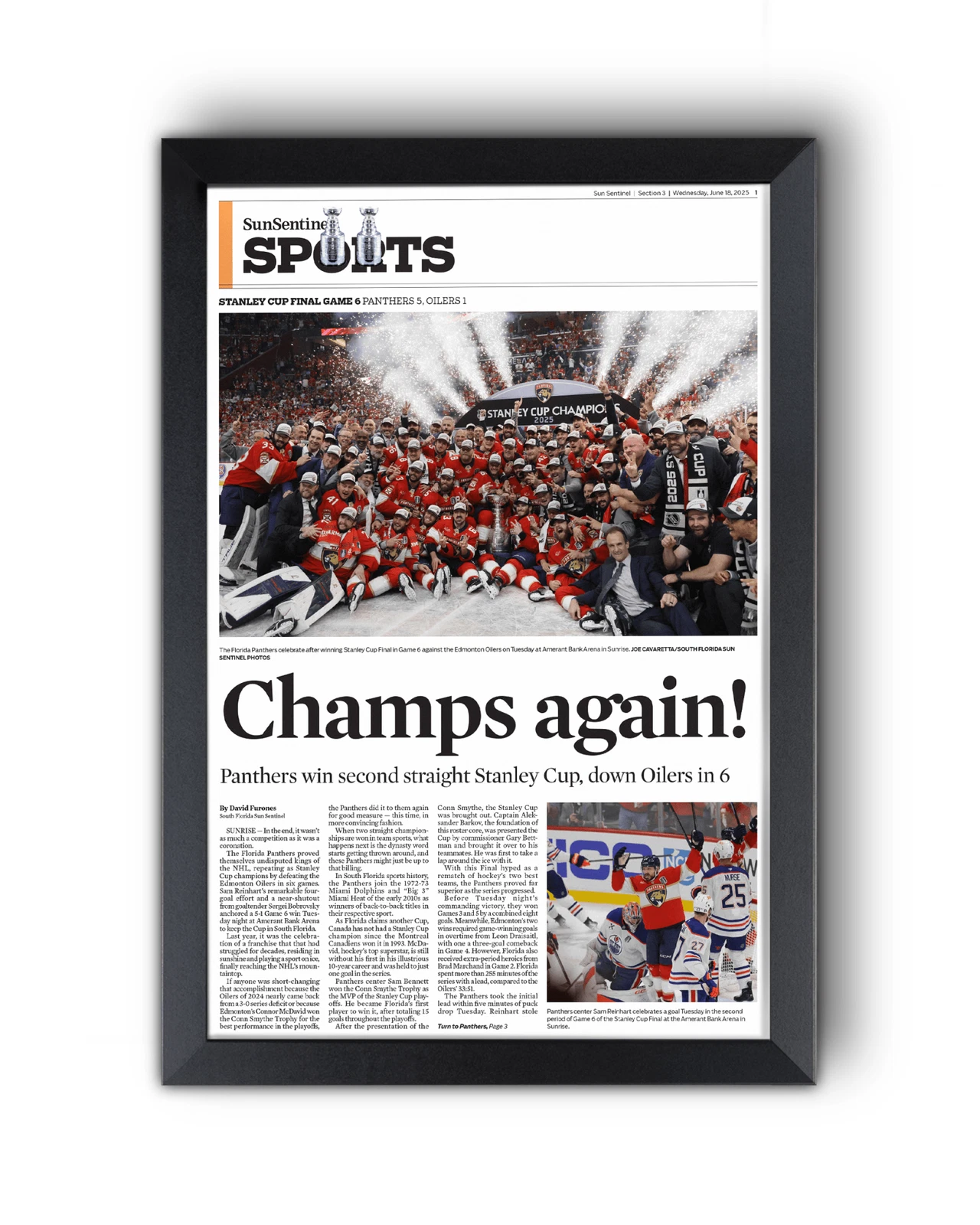 2025 Florida Panthers Stanley Cup Winners "Champs Again!" UnFramed Sports Edition