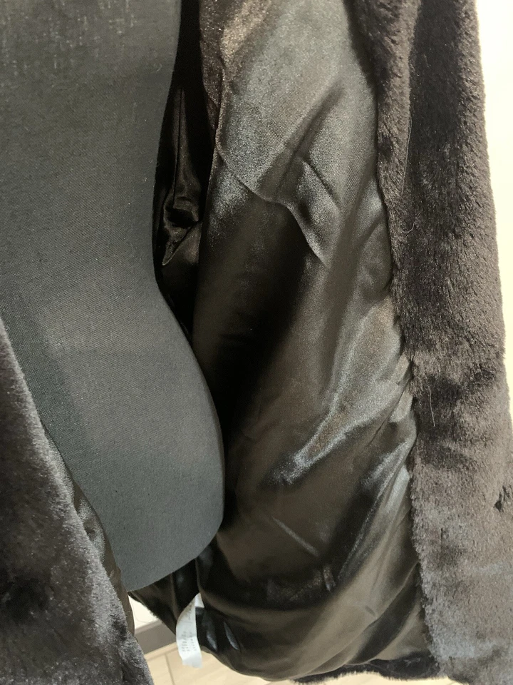 Abrigo Gótico Negro Imitación Piel Peluche Glam Punk Emo Gótico Abrigo Trad Goth Foto 4 de 4