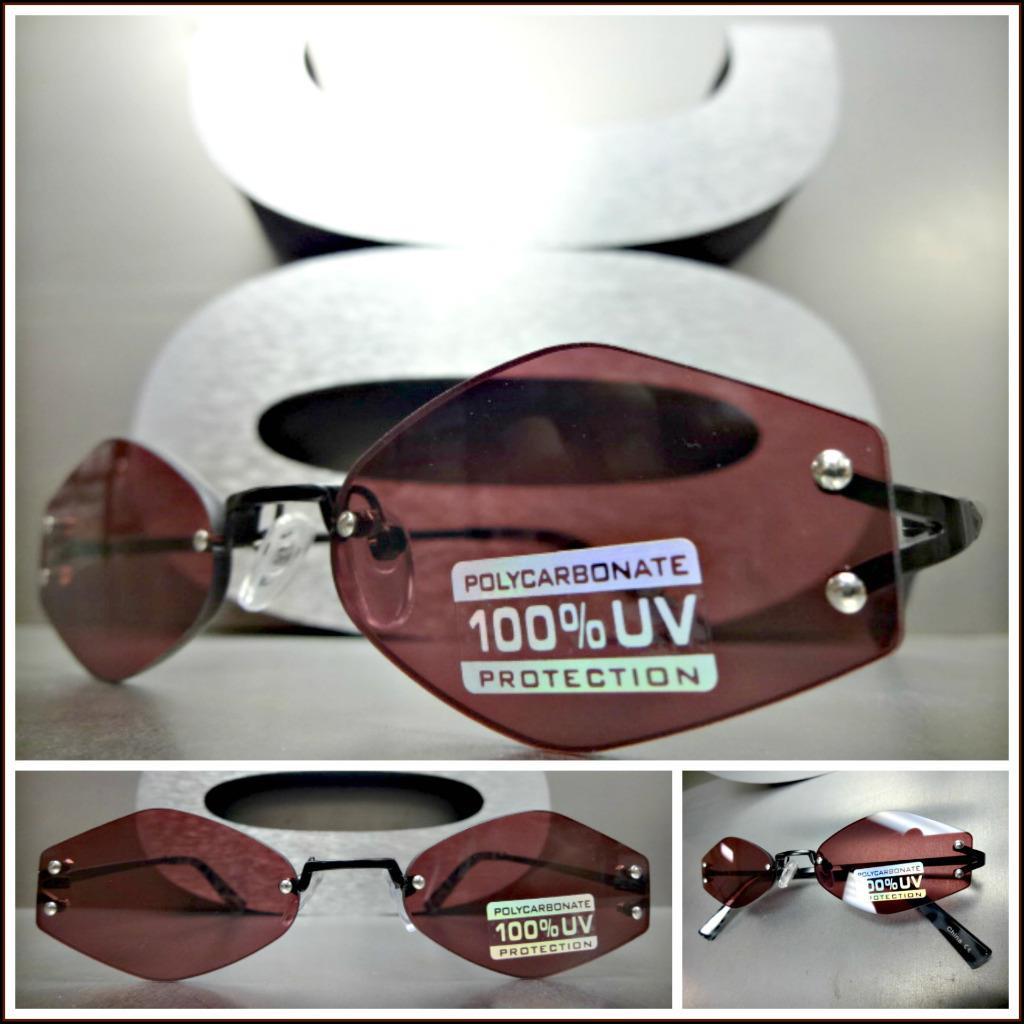 Retro Rimless Sunglasses Women Men Hexagonal Frame Vintage Fashion Fashion Sunglasses Rimless Pink Blue Mirror Lens Oversized  main image 4