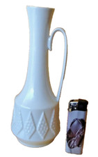 Creidlitz Luxus Porzellan weiß Raute Relief Vase Henkelvase Krug OP Art 1960er