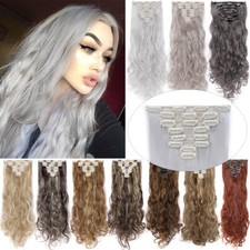 8 Pieces Hair Full Head Natural Clip in Hair Extensions Straight Curly For Woman
