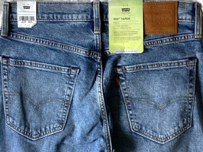 Levi's Men's 502 1422 PREMIUM BIG ''E'' 38X32 Plain View Blue FLEX STRETCH NEW $98