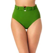 Anne Cole X1240 Womens Green Soft Belted High-Waist Swim Bottoms Size L