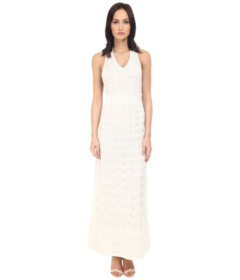 M Missoni L41320 Women's White Crochet V-Neck Maxi Dress Size 0 US / 36 IT  | eBay