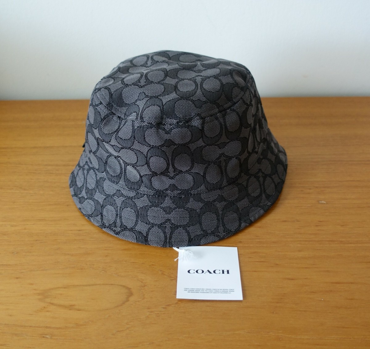 Coach Herringbone Bucket Hat C4671 Black Grey NWT bucket-hat-i-big-accessories-  main image 3