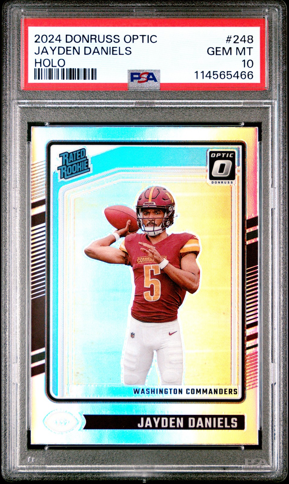 JAYDEN DANIELS #248 2024 DONRUSS OPTIC HOLO RC PSA 10