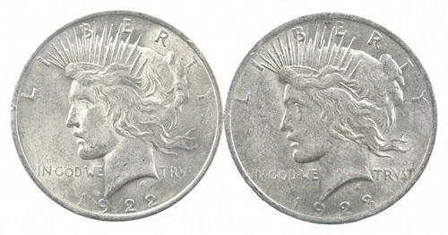 1922 & 1923 Peace Silver Dollar $1 Bullion Collection Lot *182