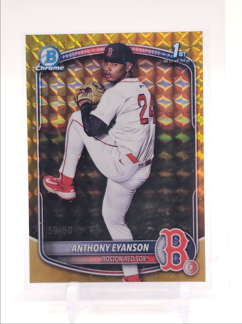 ANTHONY EYANSON 2025 BOWMAN CHROME DRAFT 1ST GOLD GEOMETRIC 50/50 Q2754