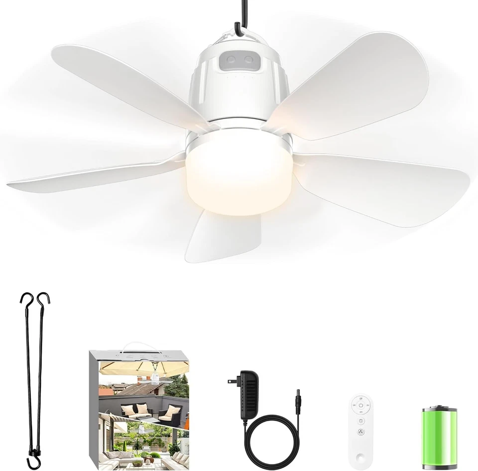 Lightweight 20'' Canopy Ceiling Fan with LED & Remote - Perfect for Camping - Image 3 of 4