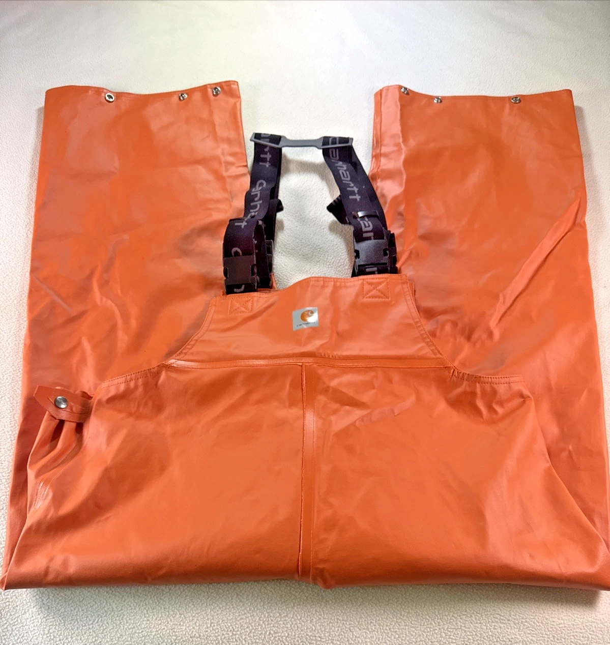 Carhartt Orange PVC Waterproof Rain Overall Bib Pants Small Regular 100142