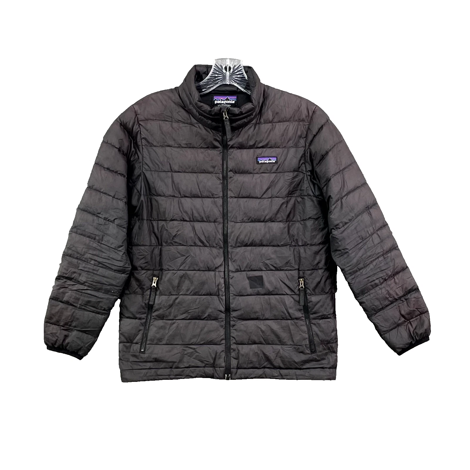 Patagonia Down Sweater Puffer Jacket Kids L 12 Black Outdoor Workwear Camping