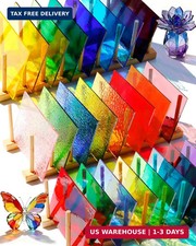 FIVEIZERO 24 Sheets Rainbow Transparent Stained Glass Sheets 4x6 Inch - Mixed Co