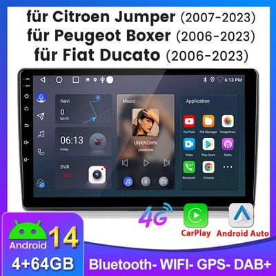 4+64GB Für Fiat Ducato 2006-2023 Android 13 Autoradio Navi Apple CarPlay DAB SWC