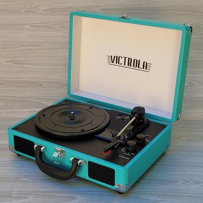 BROKEN Victrola Journey Bluetooth Portable Suitcase Record Player Turquoise