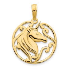 14k Yellow Gold Unicorn Pendant Perfect Gift for Her