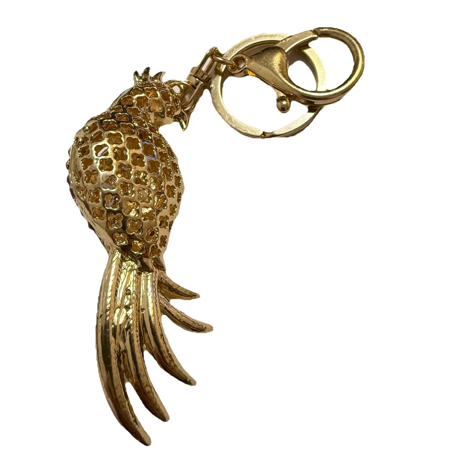 Llavero loro estrás para mujer ¡BRILLOS! Dije bolsa cristal tono dorado Foto 4 de 4