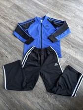 Adidas Two Tone Tracksuit Jacket And Pants Boys Size 6 Black Royal Blue