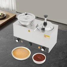 Electric Cheese Warmer Double Head Sauce Warming Dispenser Machine with Laddle