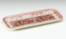 AAI Rectangular Porcelain Tray, Dark Pink and Cream