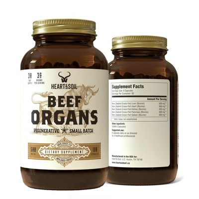 HEART  SOIL   100 Grass Fed  Finished Beef Organs from Regenerative Cattle wi...