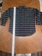 Vintage Ralph Lauren Button Down Plaid "The Big Shirt" Green Size L 