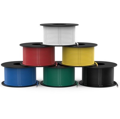 20 AWG 300ft Silicone Tinned Copper Wire - 6 Colors, Flexible Electrical Cable f