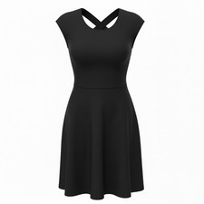 New York & Company Black Cotton A-Line Sleeveless Dress Criss-Cross Back| XL NWT