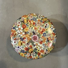 Vintage 4.5” Daher Round Floral Tin England