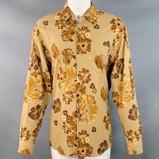 AMI by ALEXANDRE MATTIUSSI Size M Brown Tan Floral Oversized Long Sleeve Shirt