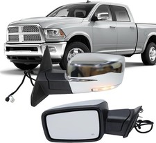 Driver Side Power Fold Mirror Heated LED Signal Temp Chrome for 13-18 Ram 1500-3