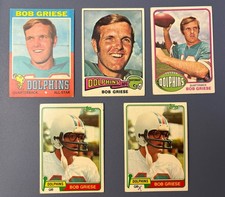 BOB GRIESE Vintage Topps Lot 1971 1975 1976 1981 x2 Dolphins HOF QB
