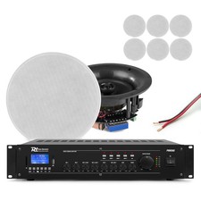 FCS5 Ceiling Speakers & Amplifier 8x Background Music System Multi Zone PA