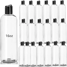 20 Pack 16oz Clear Refillable Bottles, BPA Free Squeezable Travel