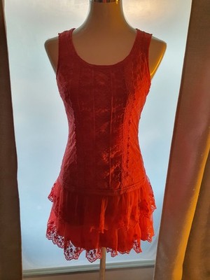 Schönes Sommer Cocktail Kleid Von Promod Gr. S 36 Koralle Im Macramè-Stil 