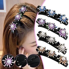 Hairpin Side Bangs Clip Tooth-shaped Pearl Flower Braided Hair Duckbill Clip TL
