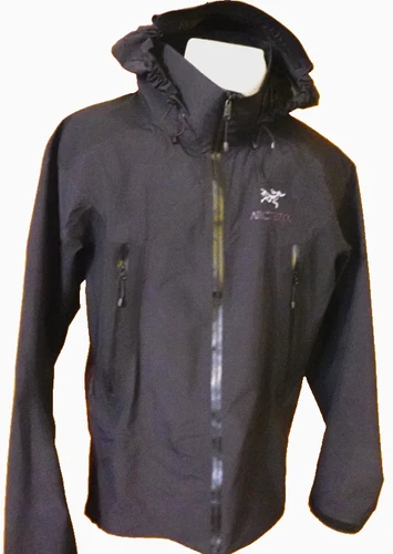 Arc'teryx Men’s beta Black Hooded Nylon Rain Coat Jacket Full zip Windbreaker~M video thumbnail