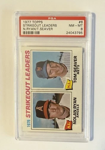 1977 Topps Strikeout Leaders (Tom Seaver / Nolan Ryan) #6 – PSA 8 (NM-MT)