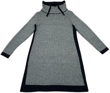 T By Talbots Dress Womens (Mp) Blue Heather Funnel Neck Contrast Panel Sweater