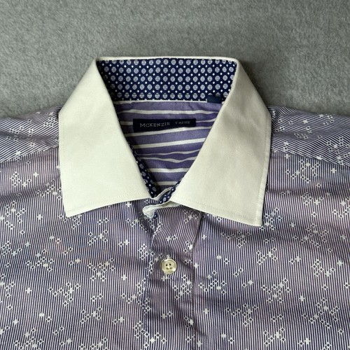 McKenzie Tribe Herren lila Button Down Langarm Hemd Größe Large L - Bild 5 von 8