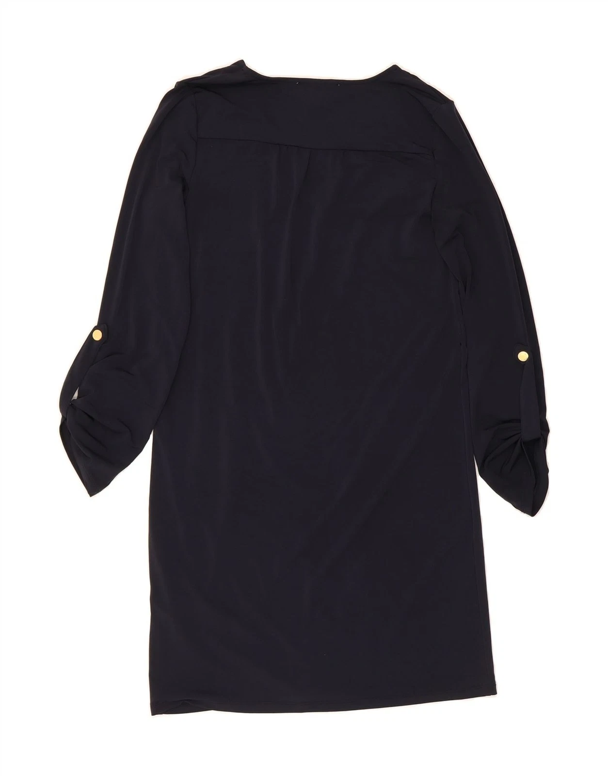 MICHAEL KORS abito camicia donna manica lunga UK 10 piccolo blu navy AC06