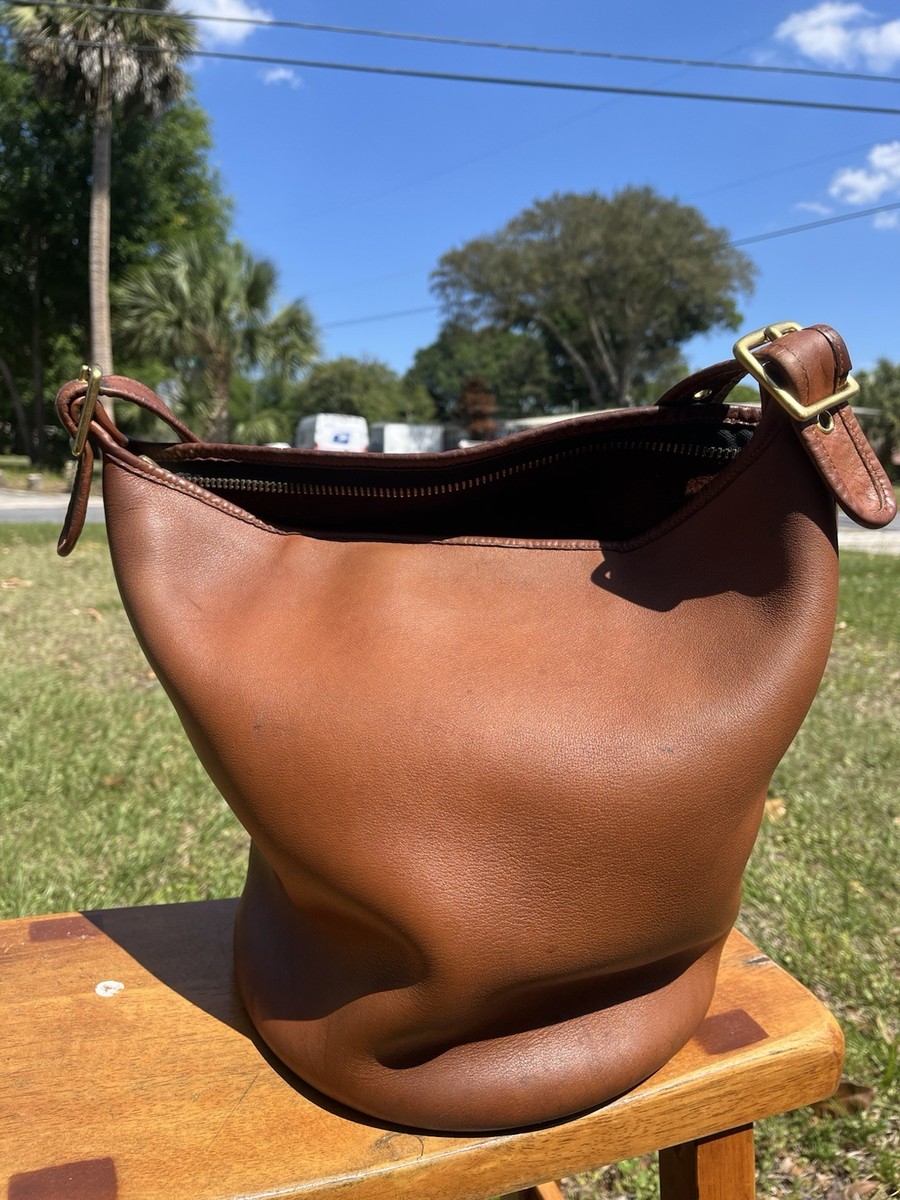 Vintage Coach Duffle Sac Bucket Bag Saddle Brown Leather | eBay