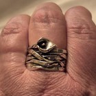 Signed Israel Calla Lily Ring Sterling Silver Woven Band Sz 10 Flower Statement  — photo 1